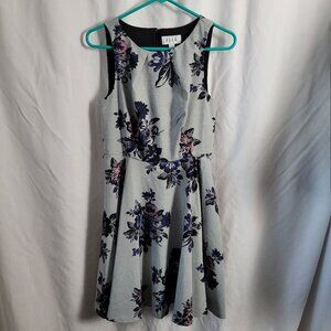 Elle Dress Floral Sleeveless Sz 6 Fit Flare Career Chic lined Versatile feminine